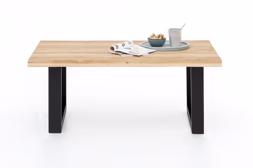 Couchtisch - LB ca. 110x70 cm, Eiche massiv geölt, Schwarz