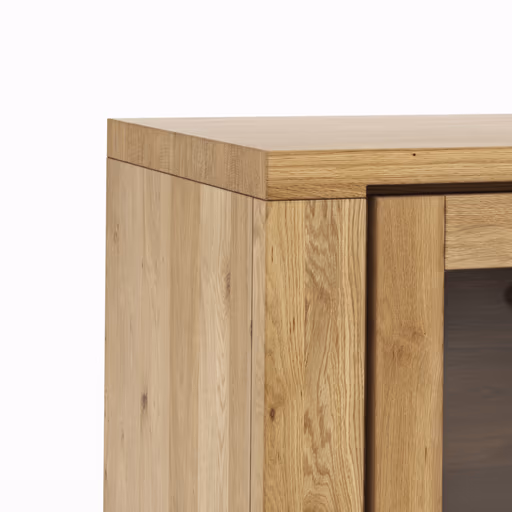 Highboard Bakersfield - sichtbare Rückwand geschroppt, Asteiche massiv, geölt