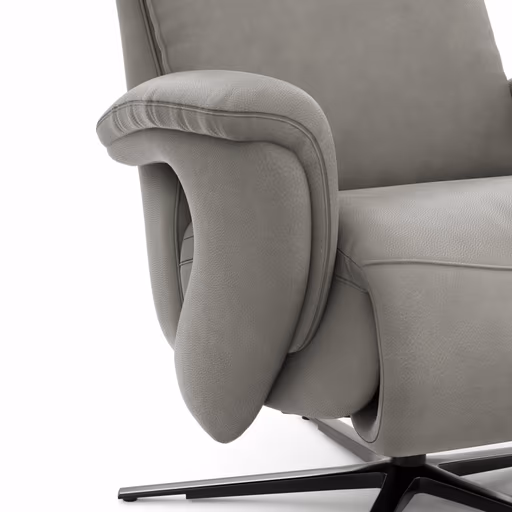 Sessel Tulsa Relax - Größe L, inkl. Kopf-/Fußteil/Rückenlehne verstellbar, Leder, Graubeige