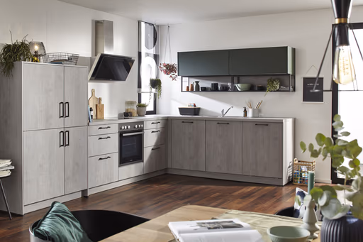 Winkelküche 52.210 GL 2 521,Beton Nebelgrau Nachbildung