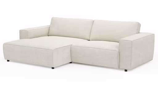 Ecksofa Lilaia - Chaise Longue XL mit 1,5-Sitzer XL rechts, Stoff, Creme