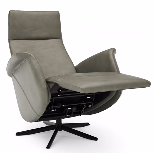 Sessel Girona - Relaxfunktion (motorisch), Leder, Moos