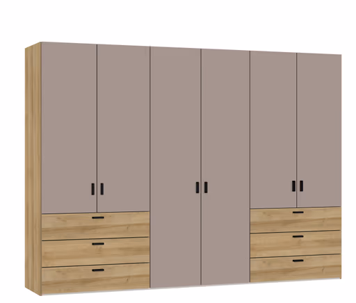 Drehtürenschrank JOIN IT- B ca. 303 cm, Eiche Dekor, Nougat