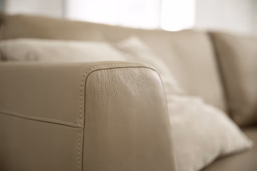 Sofa Helmi - 3-Sitzer, Leder, Cappuccino, Metallkufe