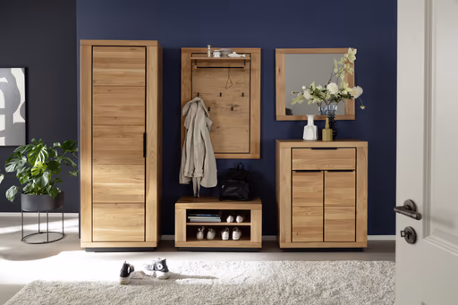 Garderobenschrank - Wildeiche Nachbildung, Wildeiche massiv geölt