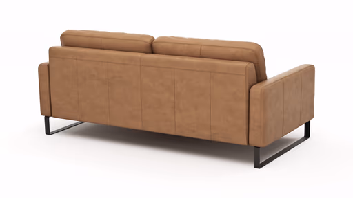 Sofa Enna - 3,5-Sitzer, Armlehne A, Leder, Cognac, Kufe, Schwarz