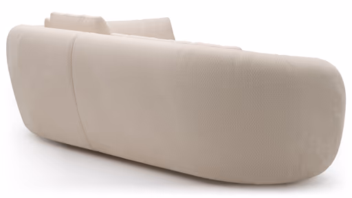 Ecksofa Karasu - 3-Sitzer mit Ottomane rechts, Stoff, Creme