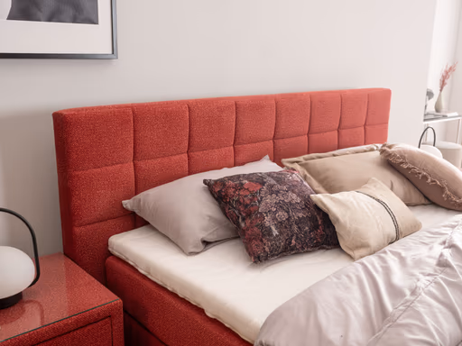  Boxspringbett - Liegefläche ca. 180x200 cm, Stoff, Rot