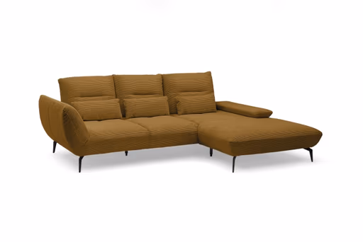 Ecksofa PAYTON - 2-Sitzer, Ecke rechts inkl. Rückenneigung, Armteilverstellung, Stoff, Senfgelb