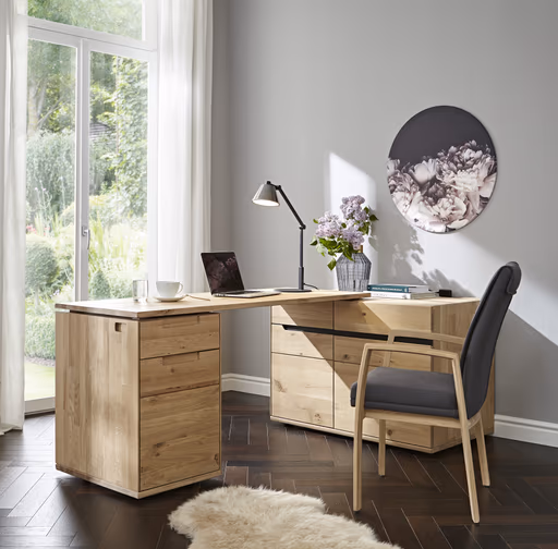 Sideboard Amora - schwenkbar, Wildeiche massiv bianco