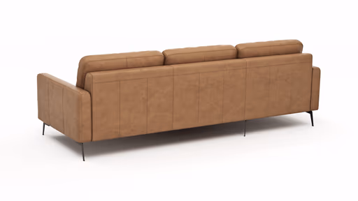 Ecksofa Enna - Longchair Links mit 3-Sitzer, Armlehne A, Leder, Cognac