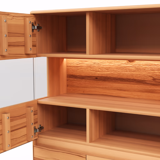 Highboard Hillsboro - inkl. Beleuchtung, Buche/Kernbuche natur, geölt