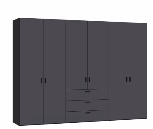 Drehtürenschrank JOIN IT- B ca. 303 cm, Schwarz, Anthrazit