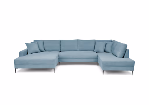 Wohnlandschaft - Longchair links, 2-Sitzer, Ecke rechts, Stoff, Petrol