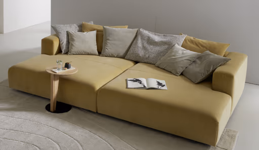 Megasofa Caruso - inklusive Kissen, Velour, Senfgelb