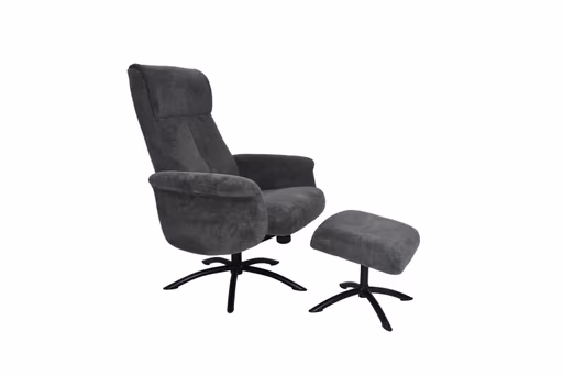 TV-Sessel MORTON mit Hocker - drehbar, Relaxfunktion, Stoff, Grau