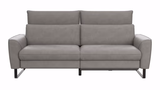 Sofa Avela - 3-Sitzer inkl. Relaxfunktion motorisch und Kopfteil verstellbar, Leder, Steingrau
