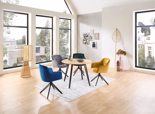 Armlehnstuhl - drehbar, Samt, Blau