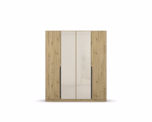 Drehtürenschrank ROMAN SPIN- B ca. 181 cm, Eiche Dekor, Glas, Champagner