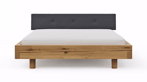 Bettgestell Baltimore - Liegefläche ca. 180x200 cm, Wildeiche massiv, mit Polsterkopfteil Anthrazit