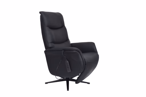 TV-Sessel MAREK - drehbar, Relaxfunktion, Kopfteilverstellung, Leder, Schwarz