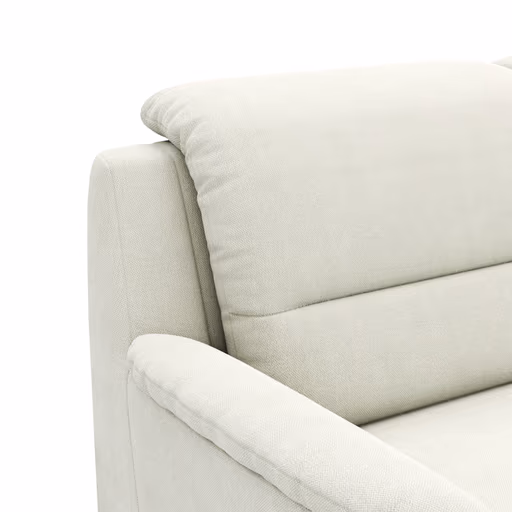 Ecksofa Cornella Plus - 2-Sitzer links mit Ecke und Abschlussteil rechts, Stoff, Creme