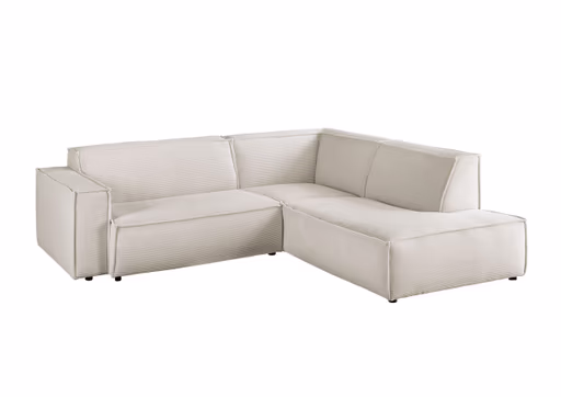 Ecksofa - 1,5-Sitzer mit Ecke rechts, Cord, Weiß
