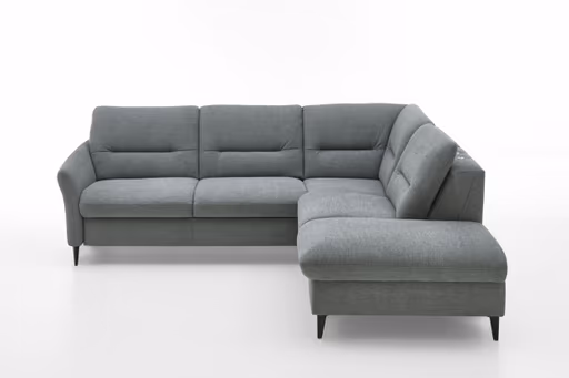 Ecksofa - 2,5-Sitzer mit Ecke rechts, Chenilleflachgewebe, Eisengrau