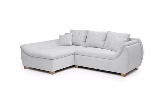 Ecksofa JAMILA - 2-Sitzer, Ecke rechts, Stoff, Silberfarben