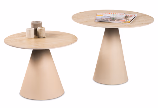 Couchtisch - 2er Set, Traventinoptik hell, Cremeweiß