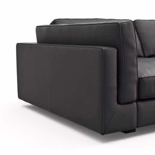 Sofa Aprino 3 - 3,5-Sitzer XXL, Dickleder, Schwarz, Armlehne Kissen
