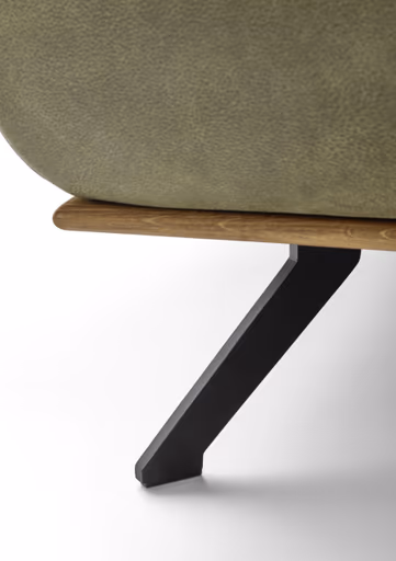 Ecksofa - 3-Sitzer mit Longchair rechts, Leder, Olive