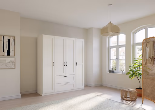 Drehtürenschrank ROMAN SPIN- B ca. 181 cm, Weiß, Landhausoptik