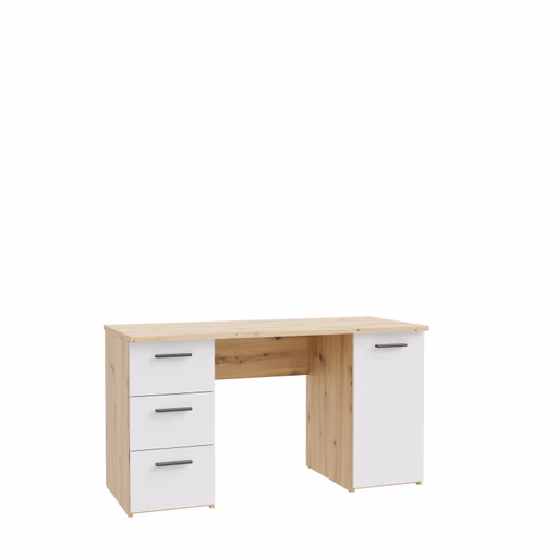 Schreibtisch FEENA- LB ca. 138x60 cm, Eiche Dekor, Weiß