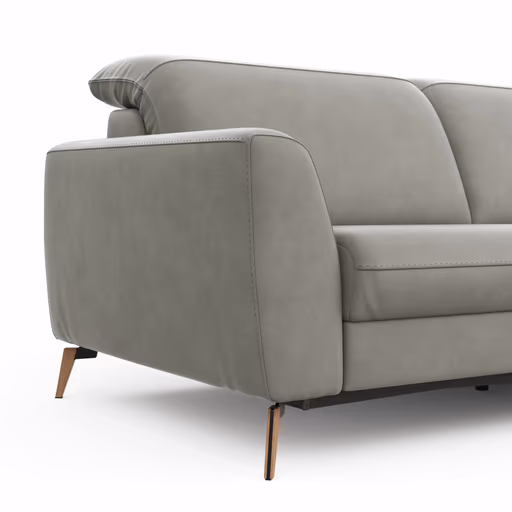 Sofa Tulsa KV - 3-Sitzer, inkl. Sitzvorzug (motorisch) und Kopfteilverstellung, Leder, Graubeige
