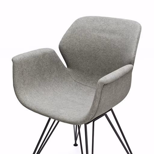 Armlehnstuhl Tooon - Stoff Kristallgrau, Gestell Metall, Schwarz