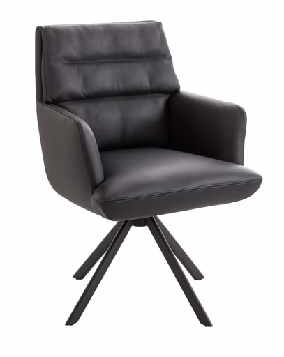 Armlehnstuhl Capitolo - Leder, Schwarz