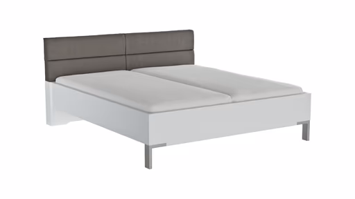 Bett Viana - Liegefläche ca. 180x200 cm, Holzwerkstoff Weiß, Kunstleder Anthrazit