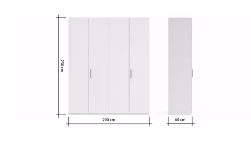 Drehtürenschrank Viana - B. ca. 200 cm, Lack, Steingrau