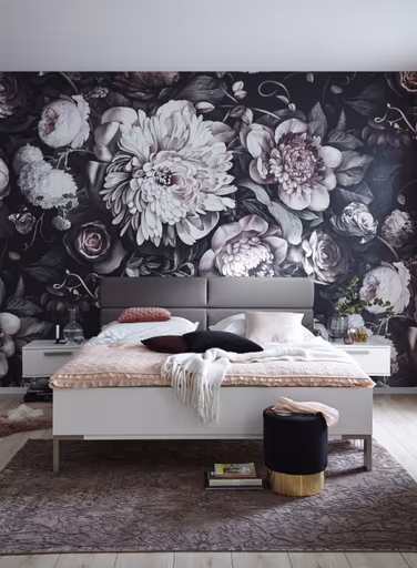 Bett Viana - Liegefläche ca. 200x200 cm, Holzwerkstoff Weiß, Kunstleder Anthrazit