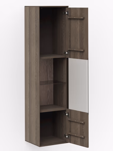 Hängevitrine Saratoga - Anschlag Rechts, Buche massiv, silbergrau geölt