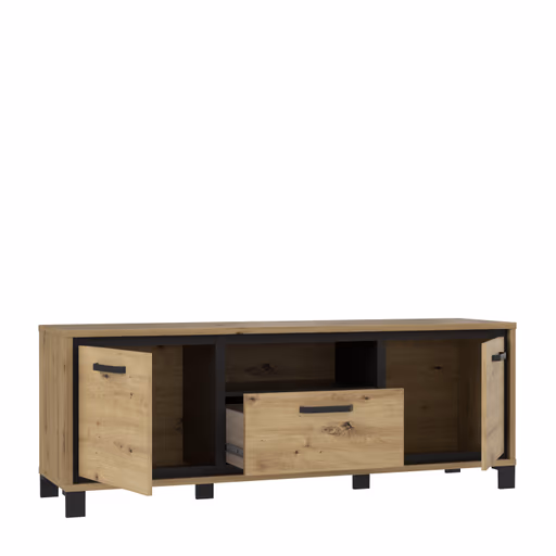 TV-Unterschrank FARIDA - Eiche Dekor, Schwarz