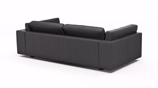Sofa Aprino 3 - 3,5-Sitzer XL, Dickleder, schwarz, Armlehne Kissen