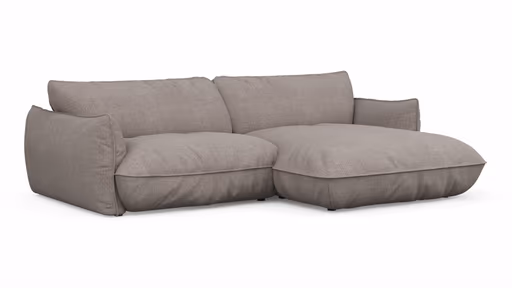 Ecksofa Fluffy - 2,5-Sitzer mit Longchair rechts inkl. Rückenlehne verstellbar, Stoff, Taupe