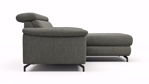 Ecksofa Paulina - 1-Sitzer mit Longchair rechts, Kopfteil verstellbar, Stoff, Khaki