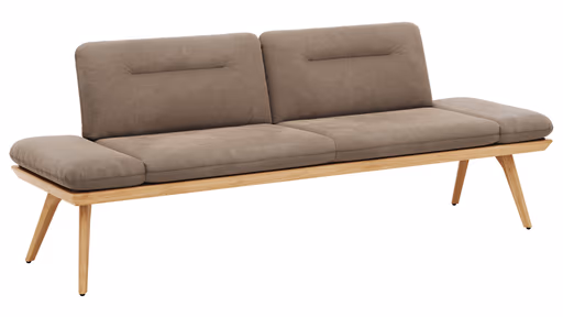 Bank Kamari - Breite ca. 228cm, Seitenteile verstellbar, Stoff, Schlamm