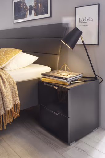 Nachttisch - B. ca. 40 cm,  Farbglas Basalt