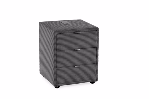 Nachttisch- Inkl. Ladeport, Stoff, Grau