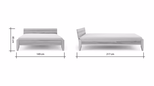 Bettgestell 1660 - Liegefläche ca. 140x200 cm, Kernbuche massiv, geölt