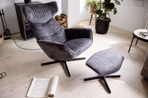 Hocker Helge - Stoff, Dunkelgrau